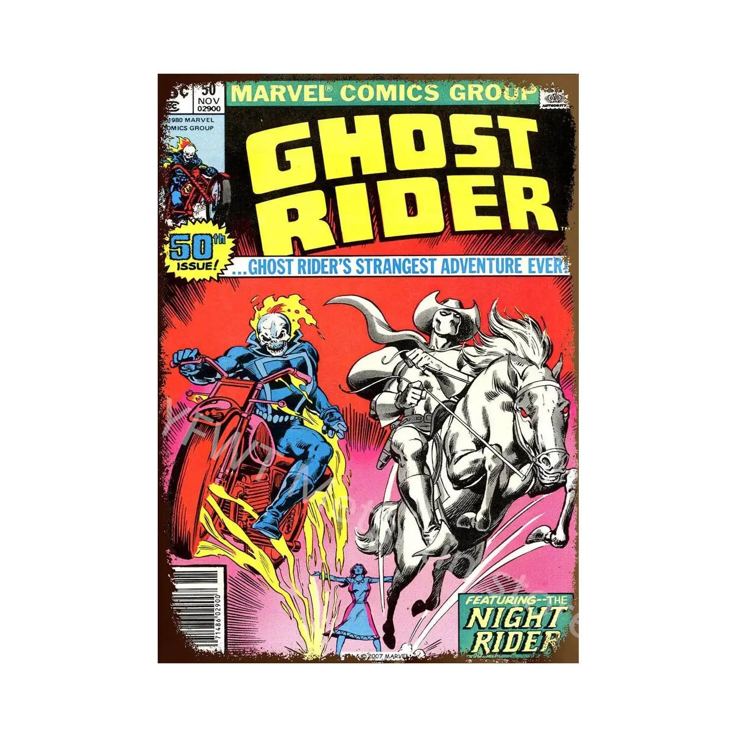 Vintage Comic-Style Metal Sign — Hulk/Captain America/Thor/Luke Cage/Iron Man