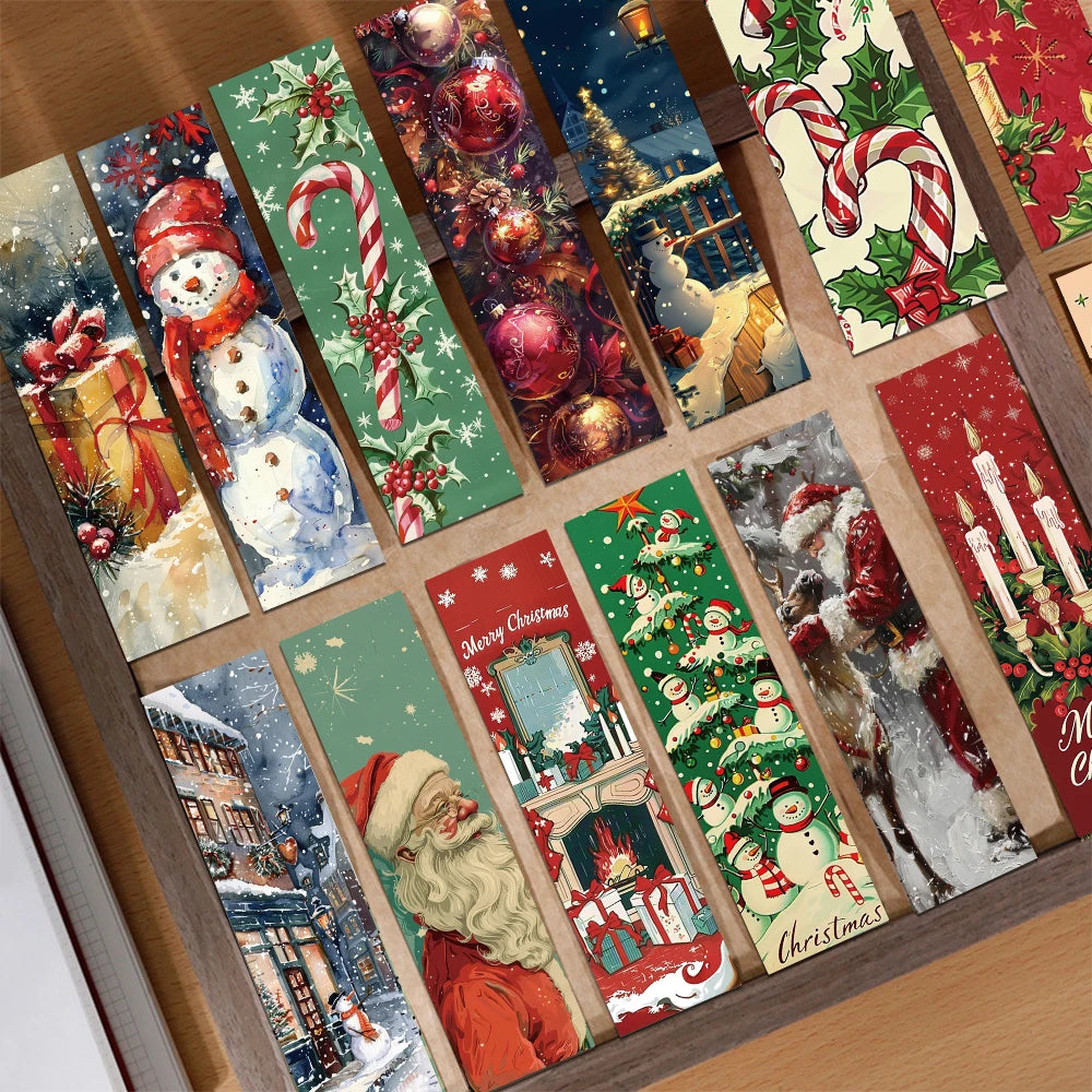 Retro Christmas Bookmark Set (30pcs) — Festive Reading Accessories for Book Lovers & Students