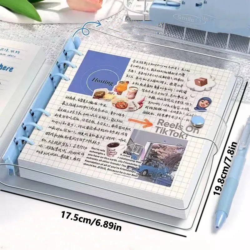 Transparent Loose-Leaf Notebook with Detachable Cover
