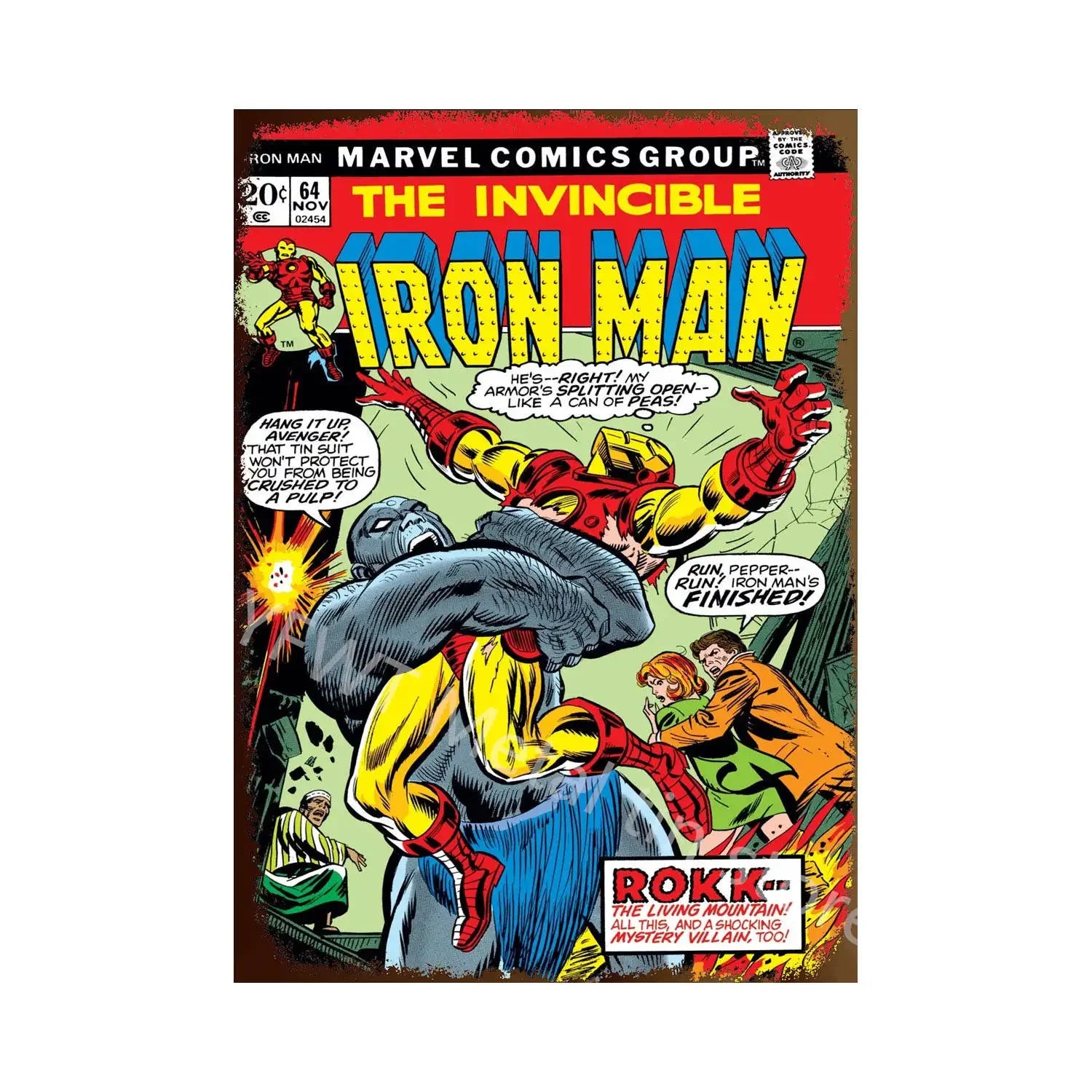 Vintage Comic-Style Metal Sign — Hulk/Captain America/Thor/Luke Cage/Iron Man