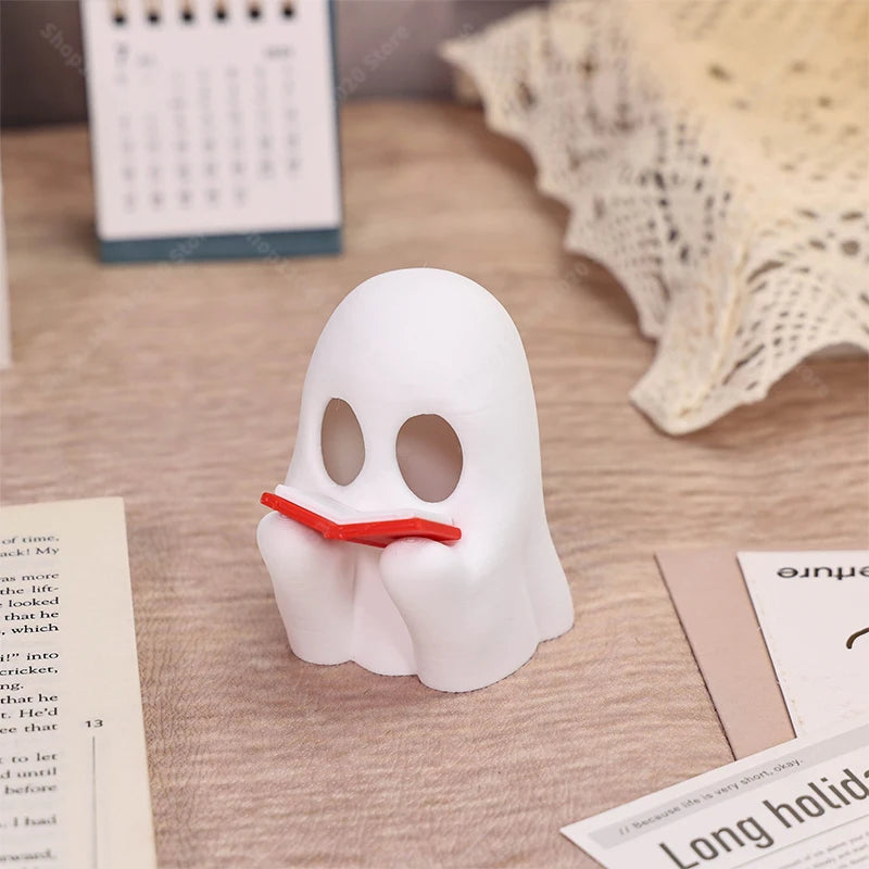 Light-Up Reading Ghost — Glowing Spooky-Cute Décor