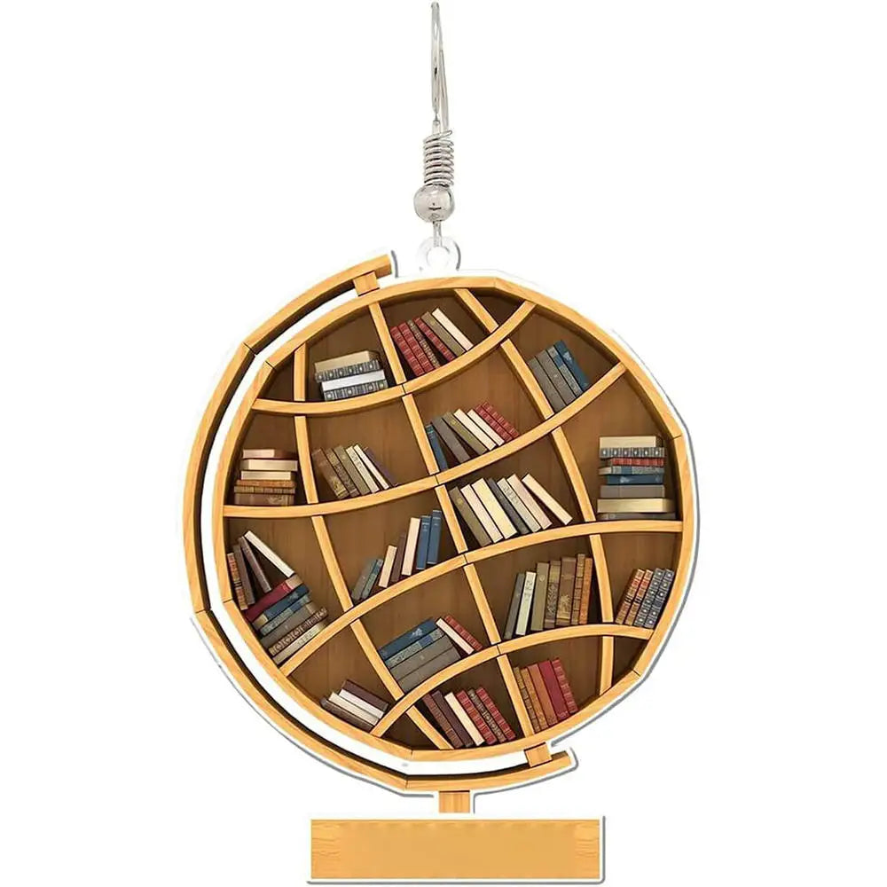 Book Lover Christmas Tree Decorations, Acrylic Hanging Ornaments in Bookstore, Shelf & Library Designs