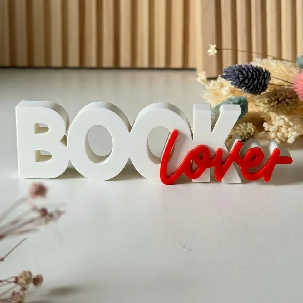 Book Lover 3D Letter Sign — Cute Bookshelf & Reading Nook Ornament