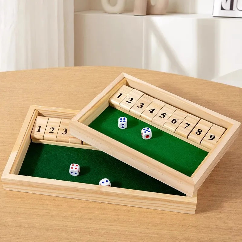 Shut the Box — Classic Wooden Dice Game (9 or 12 Numbers)