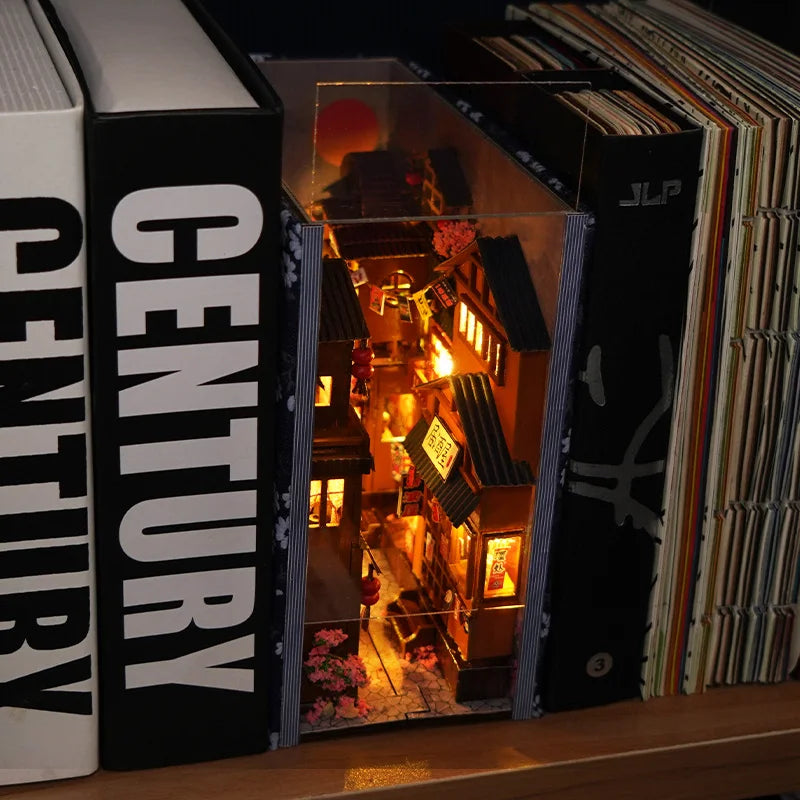 DIY Book Nook Kit — Retro Miniature Bookshelf Scene