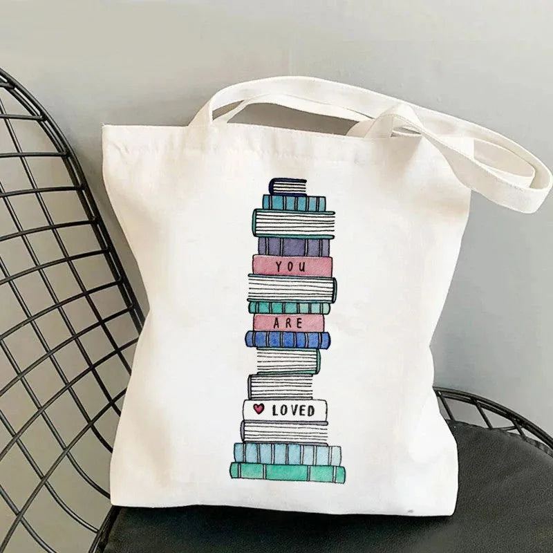 Floral Book Lover Tote Bag — Canvas Shoulder Bag for Readers (9 Designs)