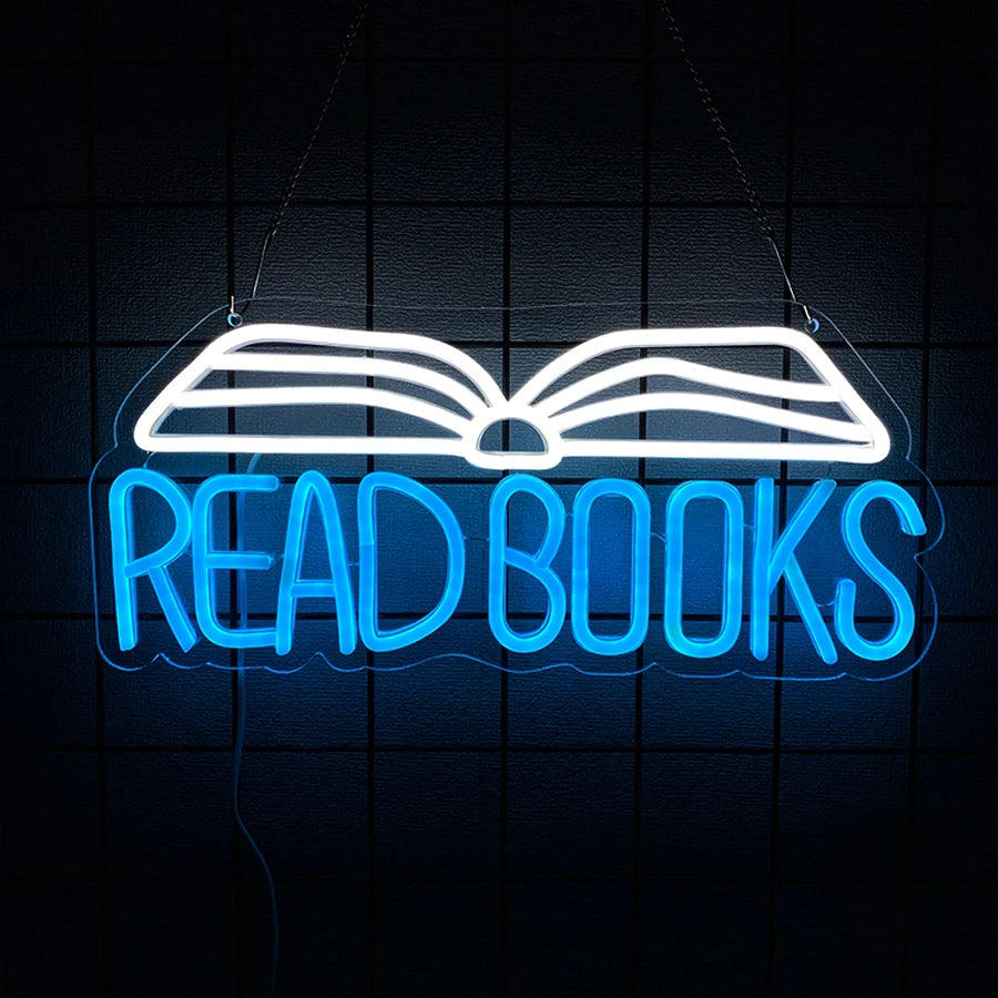 Read Books and Be Kind Neon Sign for Wall Decor, Led Signs for Bedroom Reading Room Classroom Book Party Library Decor Gifts