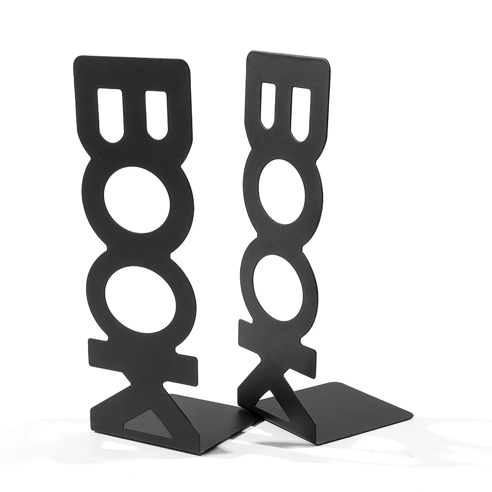 "BOOK" Letter Metal Bookends