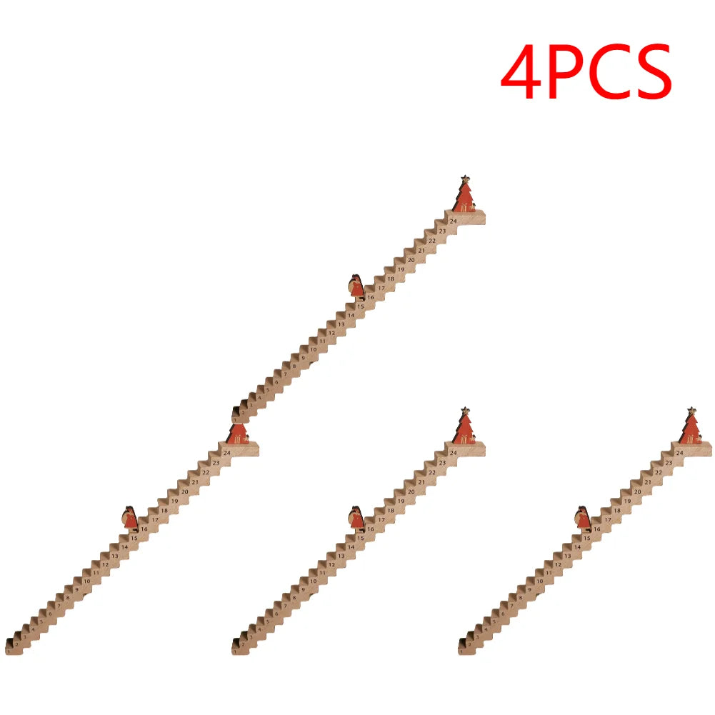 Wooden Santa Climbing Stairs Advent Calendar, Christmas Countdown Decoration | Festive Tabletop Ornament & Holiday Gift