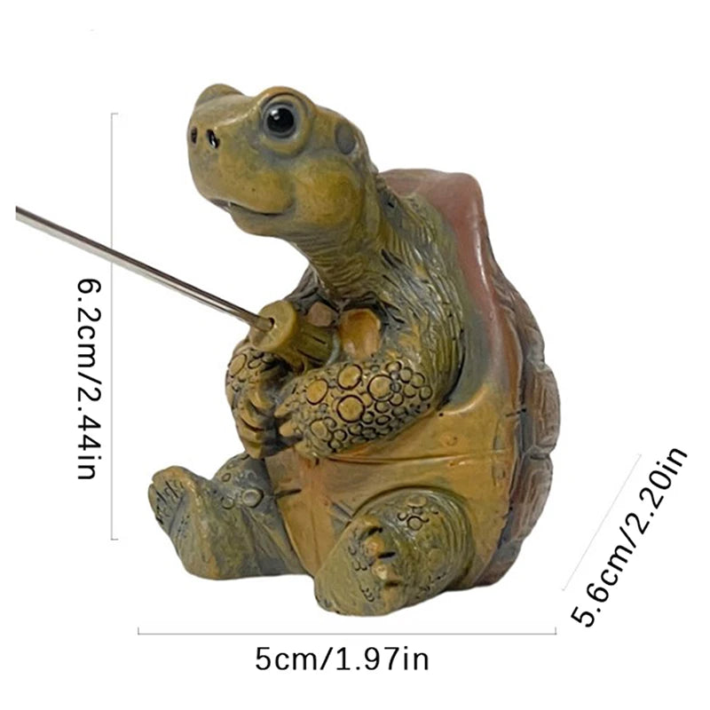 Fishing Turtle Resin Figurine