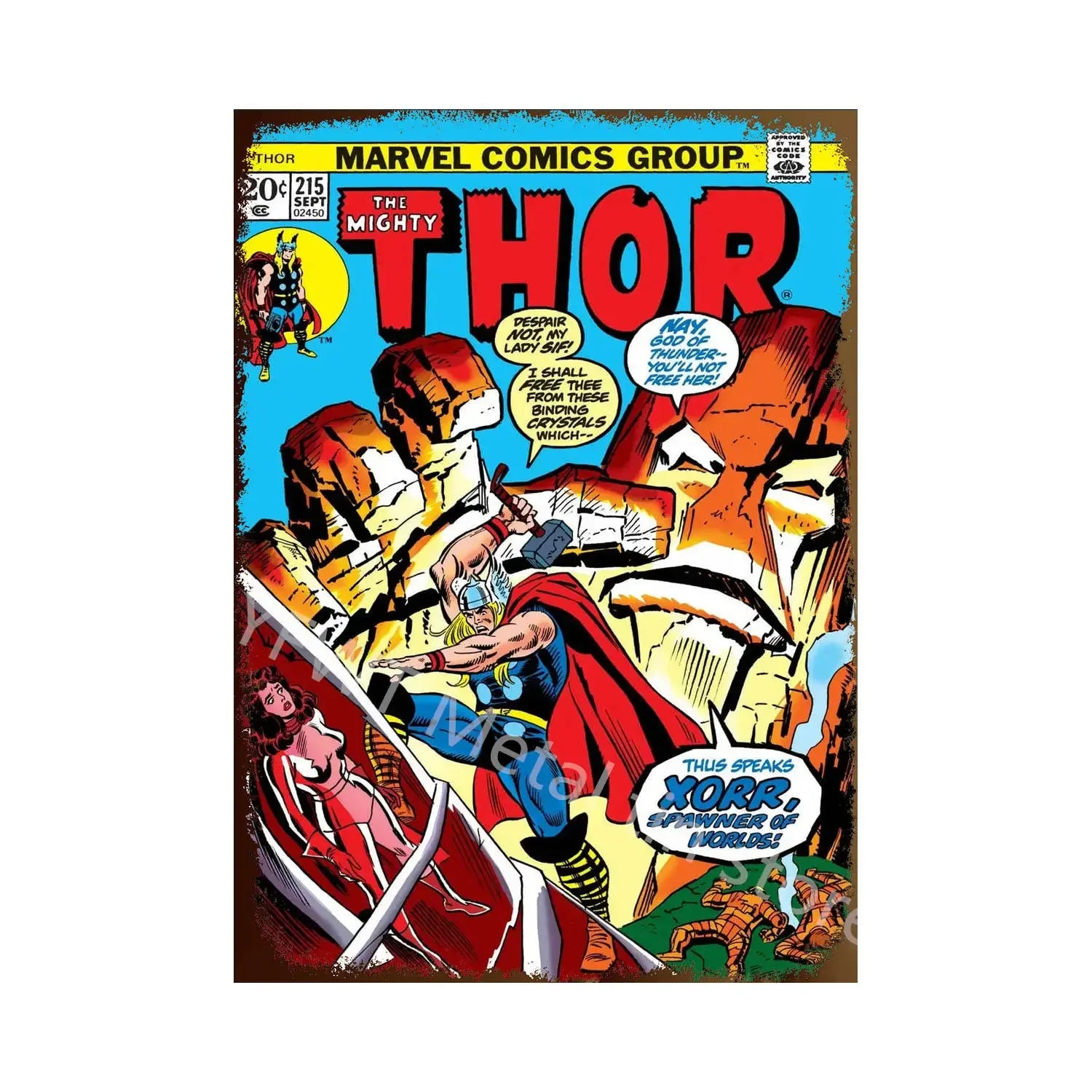 Vintage Comic-Style Metal Sign — Hulk/Captain America/Thor/Luke Cage/Iron Man