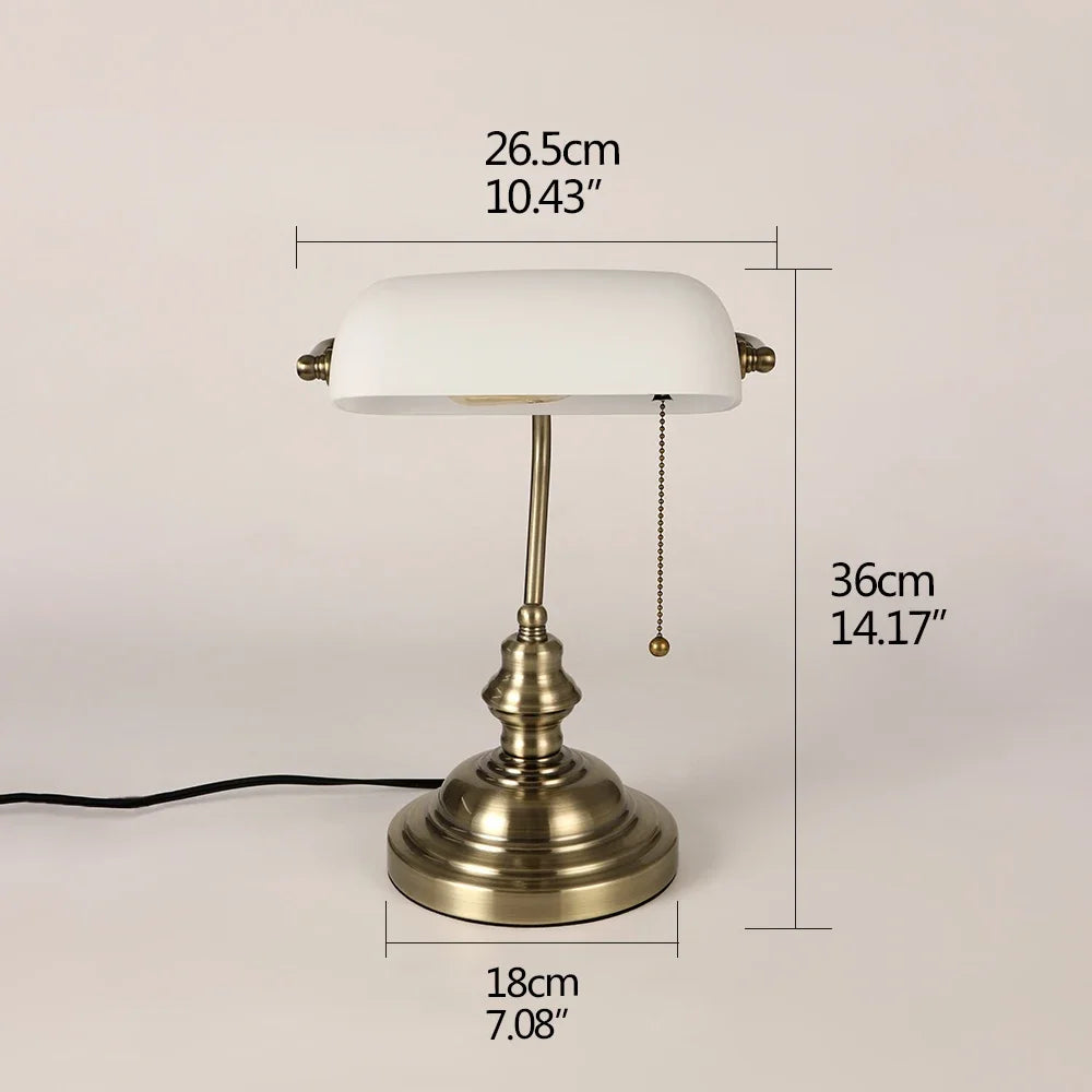 Classic Banker’s Desk Lamp — Retro Glass Library Light