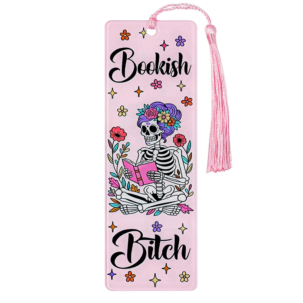 Halloween Ghost Acrylic Bookmark — Tassel Charm Page Marker