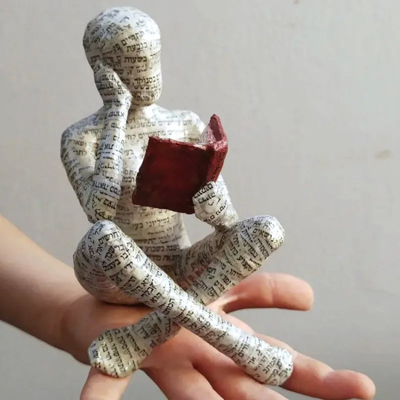 “Paper Muse” Reading Woman Figurines — Bookish Shelf Décor (Resin)