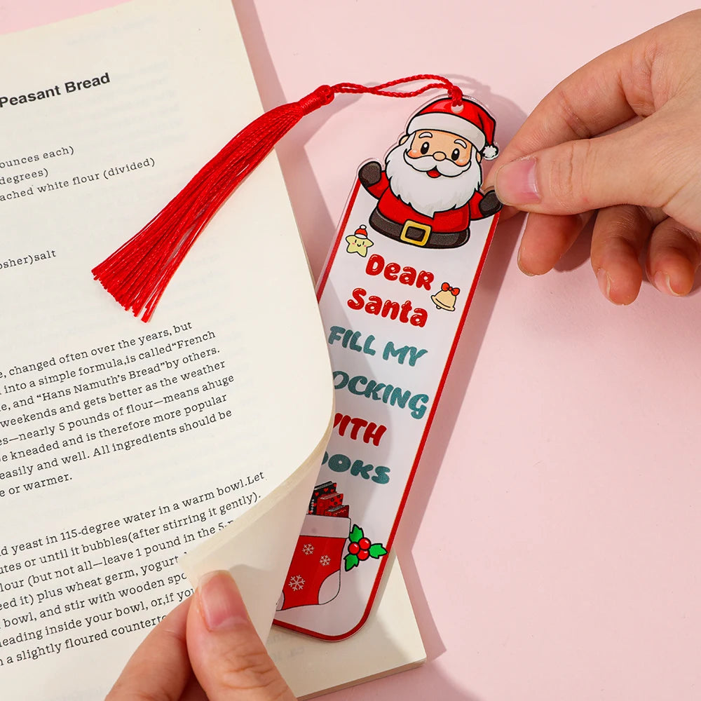 Christmas Acrylic Santa Bookmark, Festive Reading Accessory for Book Lovers | Holiday Gift for Women, Readers & Bookworms