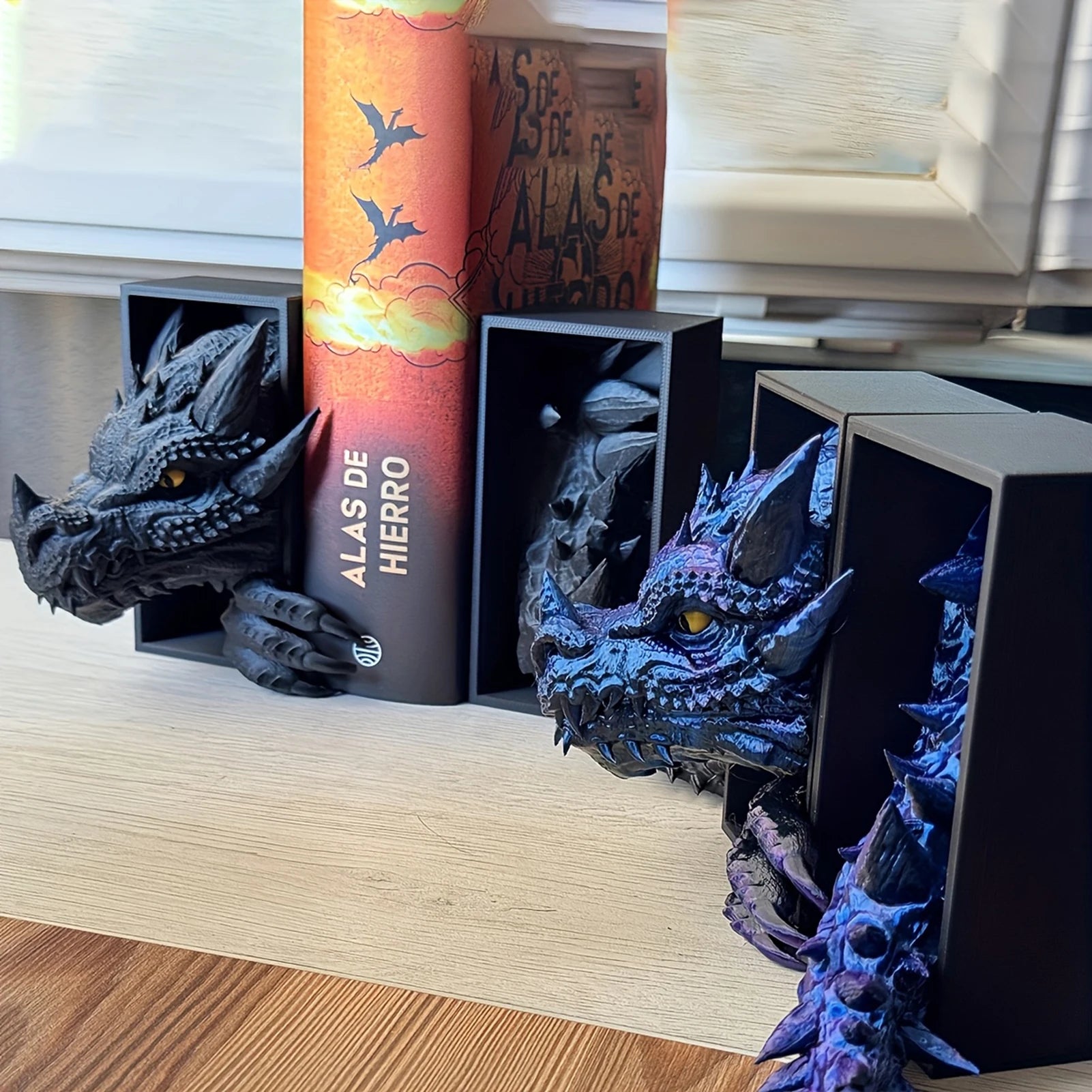 Dragon Head & Tail Bookend Set — Vintage Resin Pair