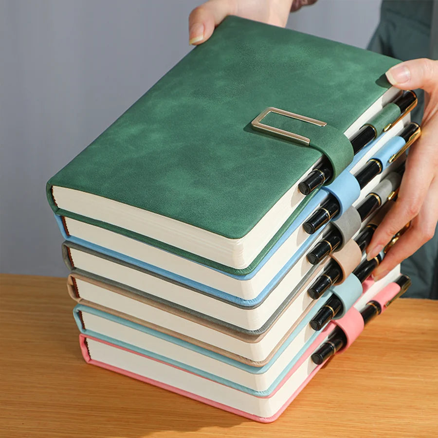 Vintage A5 Leather Notebook — With U-Buckle Closure