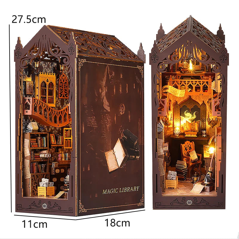 DIY Book Nook Kit — 3D Wooden Miniature Puzzle Bookend Scene (Various Designs)