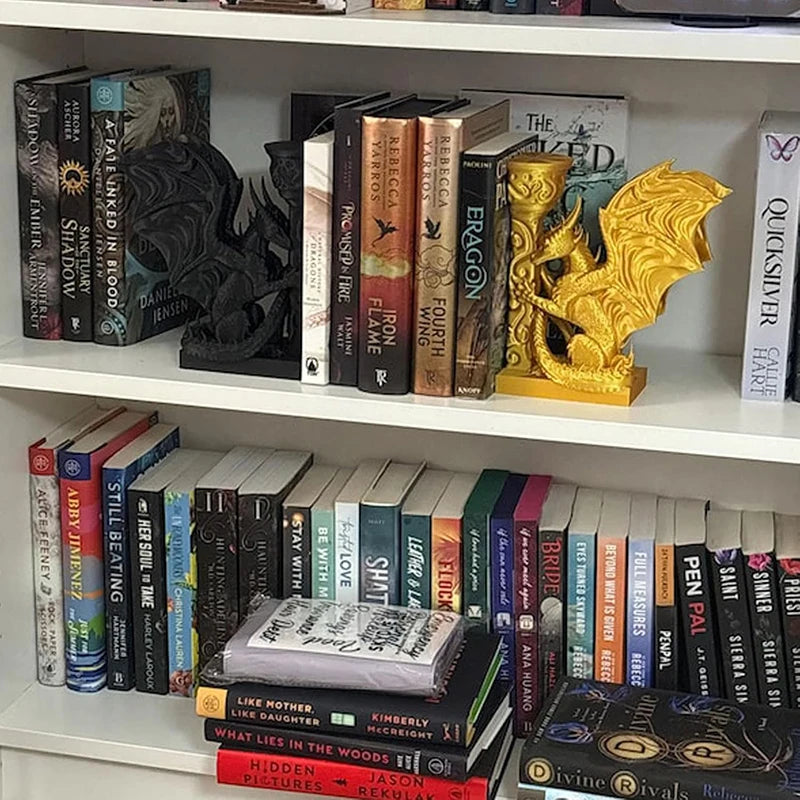 Dragon Wing Bookends — In Gold or Black Fantasy