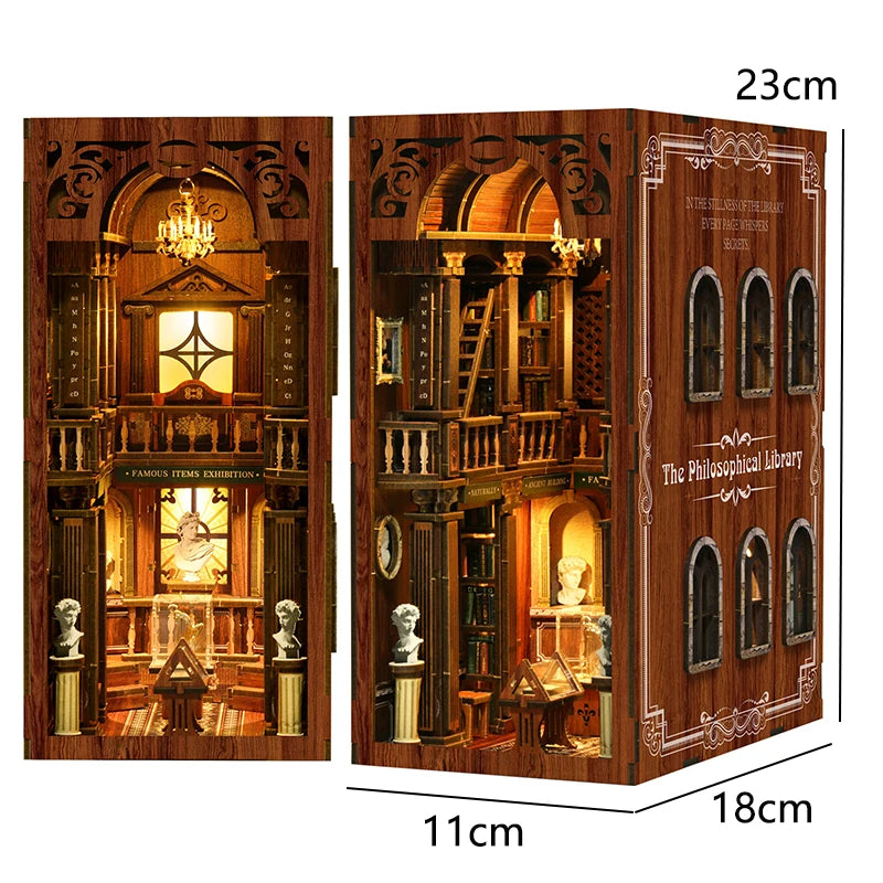 DIY Book Nook Kit — 3D Wooden Miniature Puzzle Bookend Scene (Various Designs)