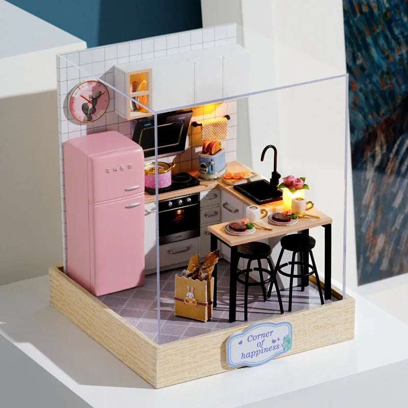 Mini DIY Wooden Dollhouse Room Kit
