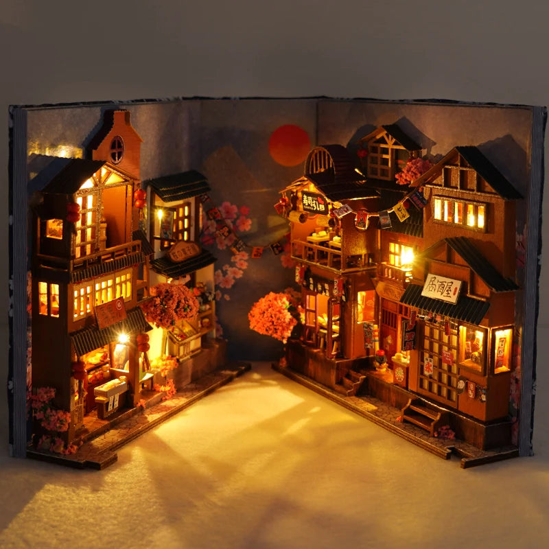 DIY Book Nook Kit — Retro Miniature Bookshelf Scene