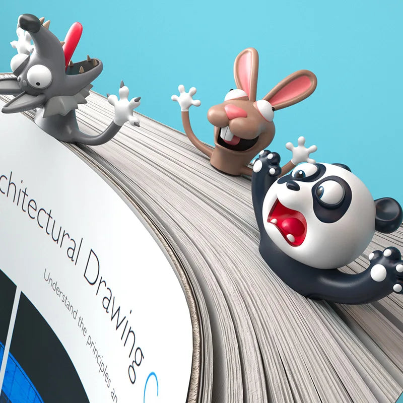 Squished Critter 3D Bookmarks — Cute Cartoon Animal Page-Savers