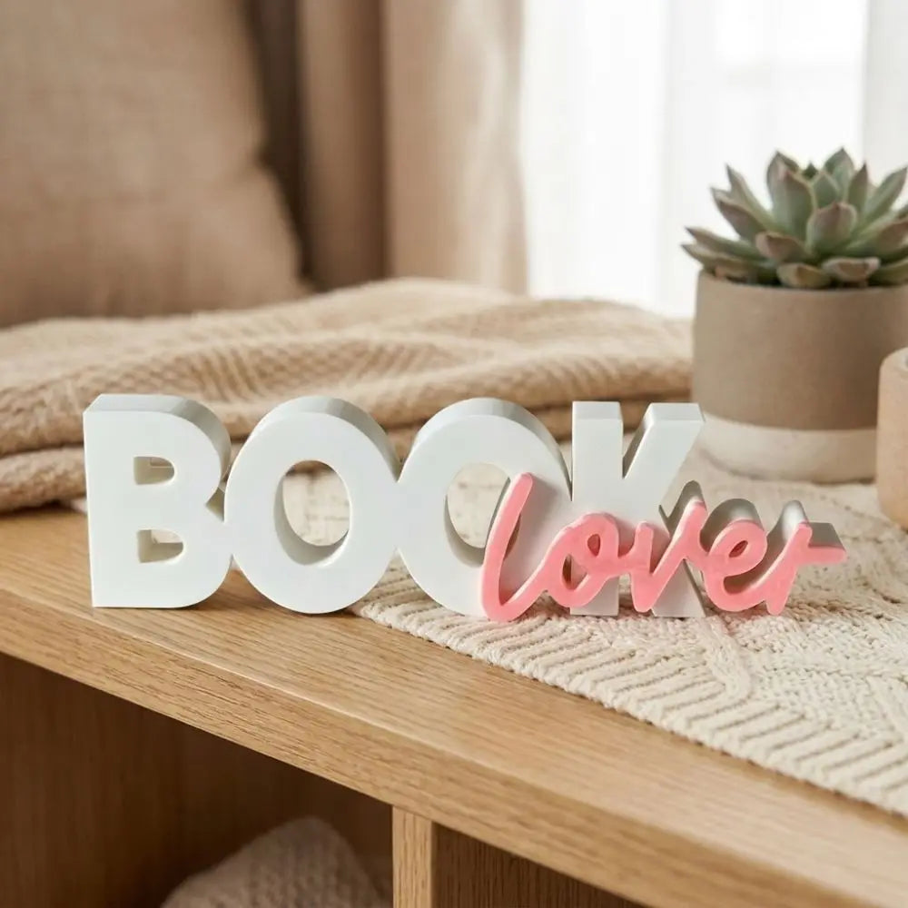Book Lover 3D Letter Sign — Cute Bookshelf & Reading Nook Ornament