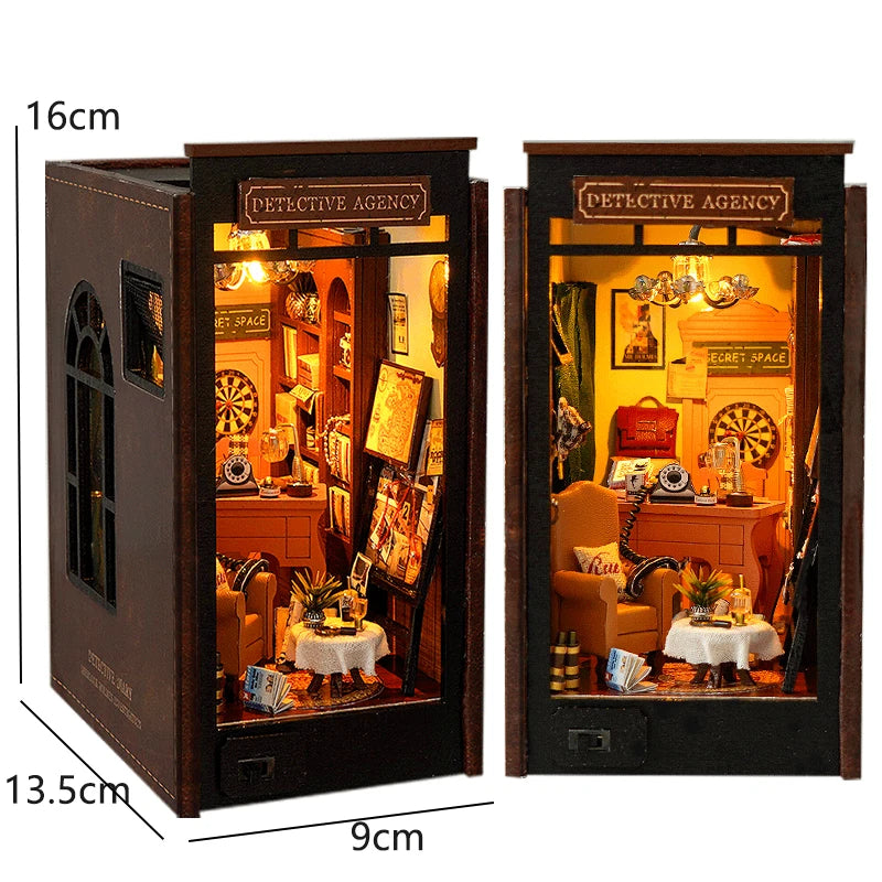 DIY Book Nook Kit — 3D Wooden Miniature Puzzle Bookend Scene (Various Designs)