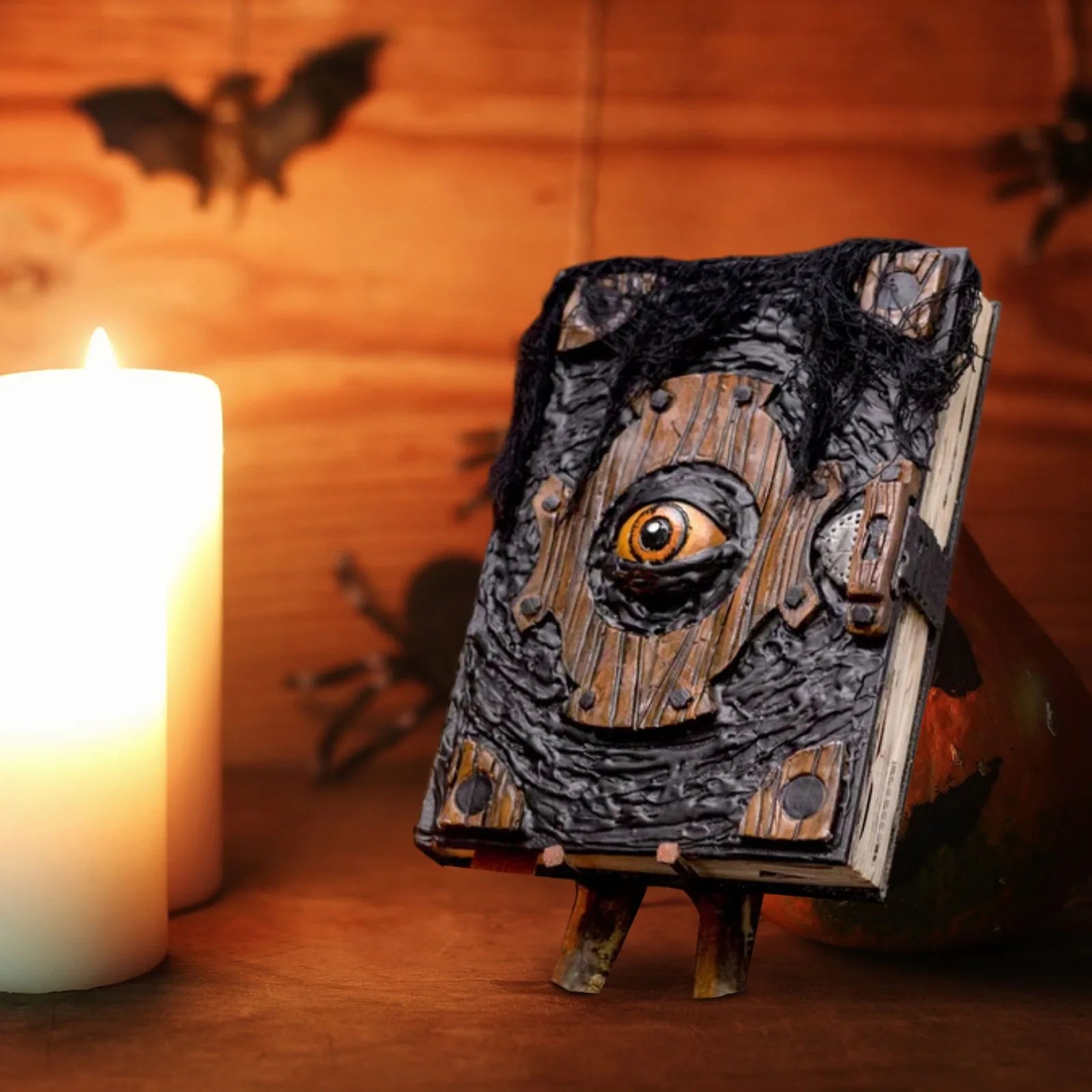 “Demon’s Eye” Cursed Tome — Horror Book Display Prop (Desk/Shelf)