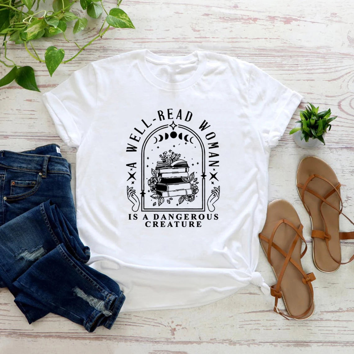 A Well-Read Woman Is a Dangerous Creature — Book Lover Graphic T-Shirt