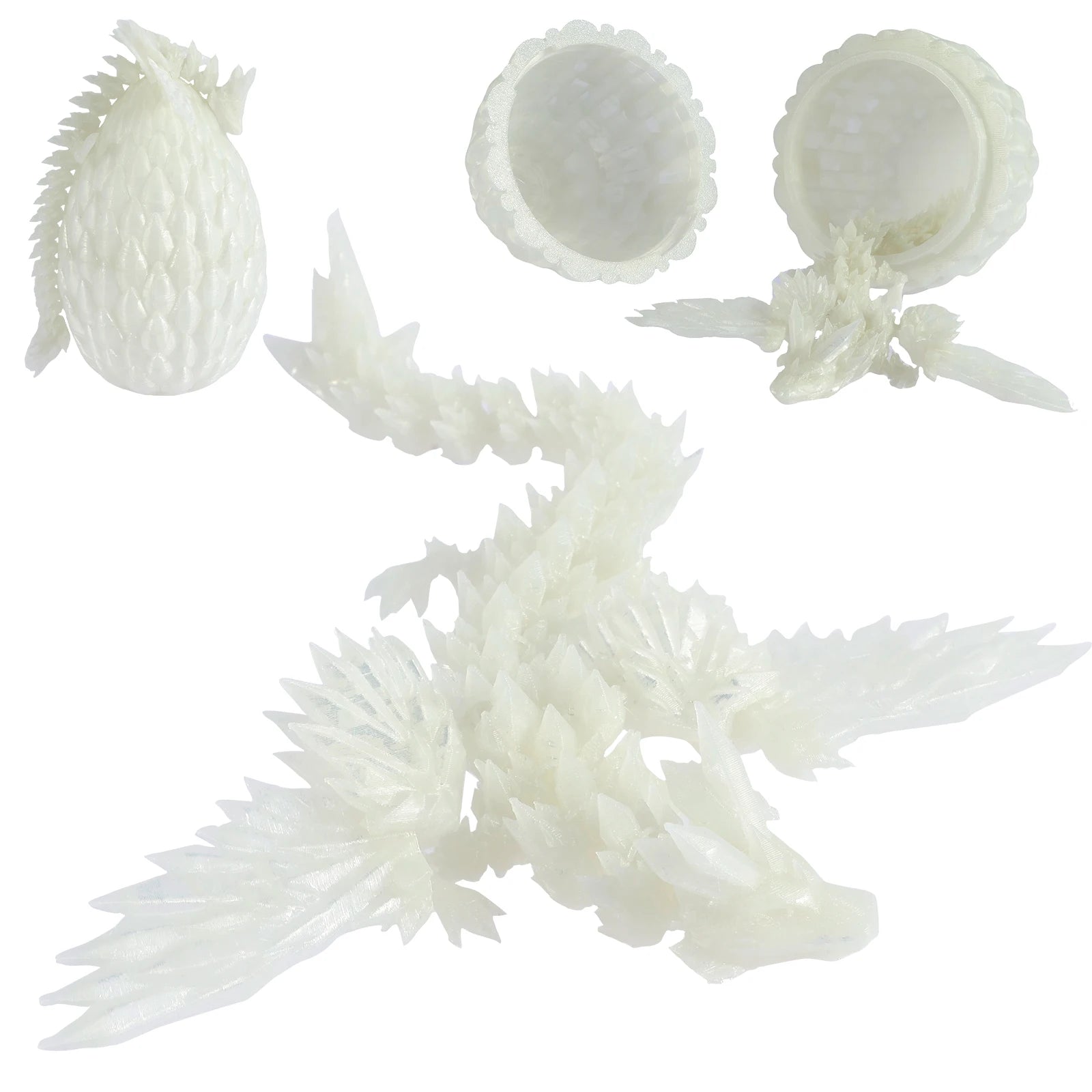 3D Printed Articulated Dragon with Egg — Colorful Collectible Figure