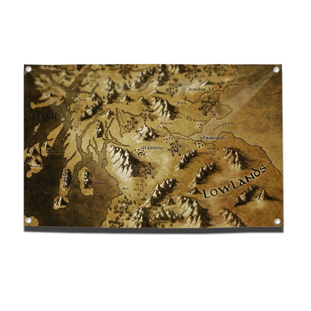 Map of Middle-earth Flag - The Lord of the Rings Wall or Garden Banner | Outdoor & Room Décor for Fantasy Fans