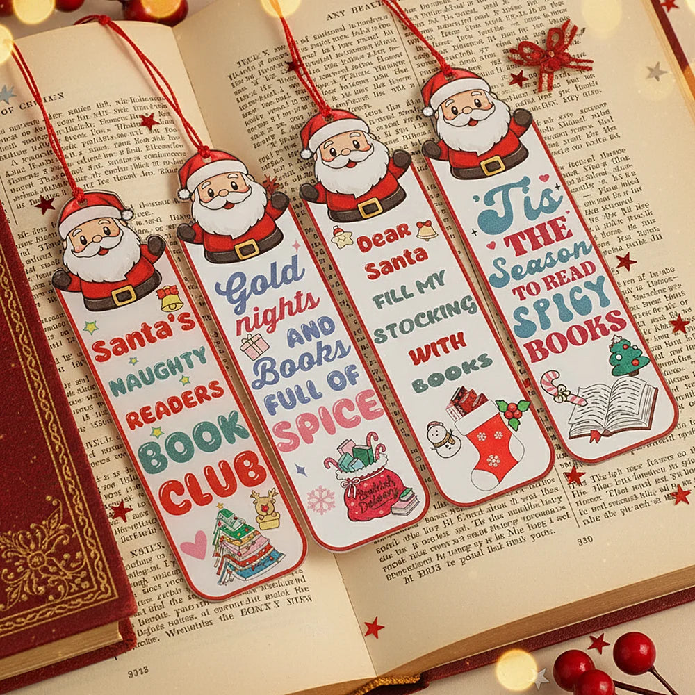 Christmas Acrylic Santa Bookmark, Festive Reading Accessory for Book Lovers | Holiday Gift for Women, Readers & Bookworms
