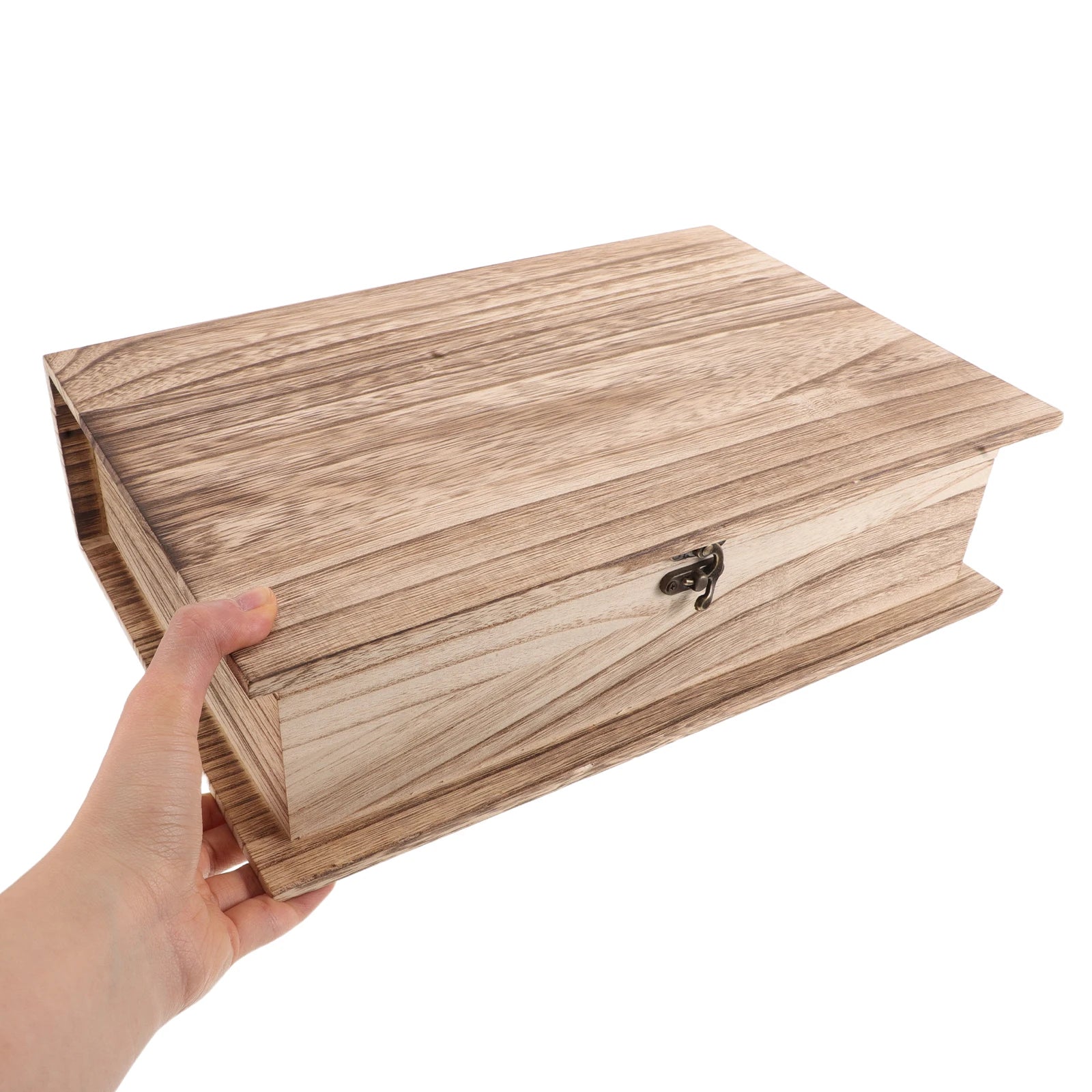 Wooden “Book” Keepsake Box — Hinged Lid, Clasp Lock (Large)
