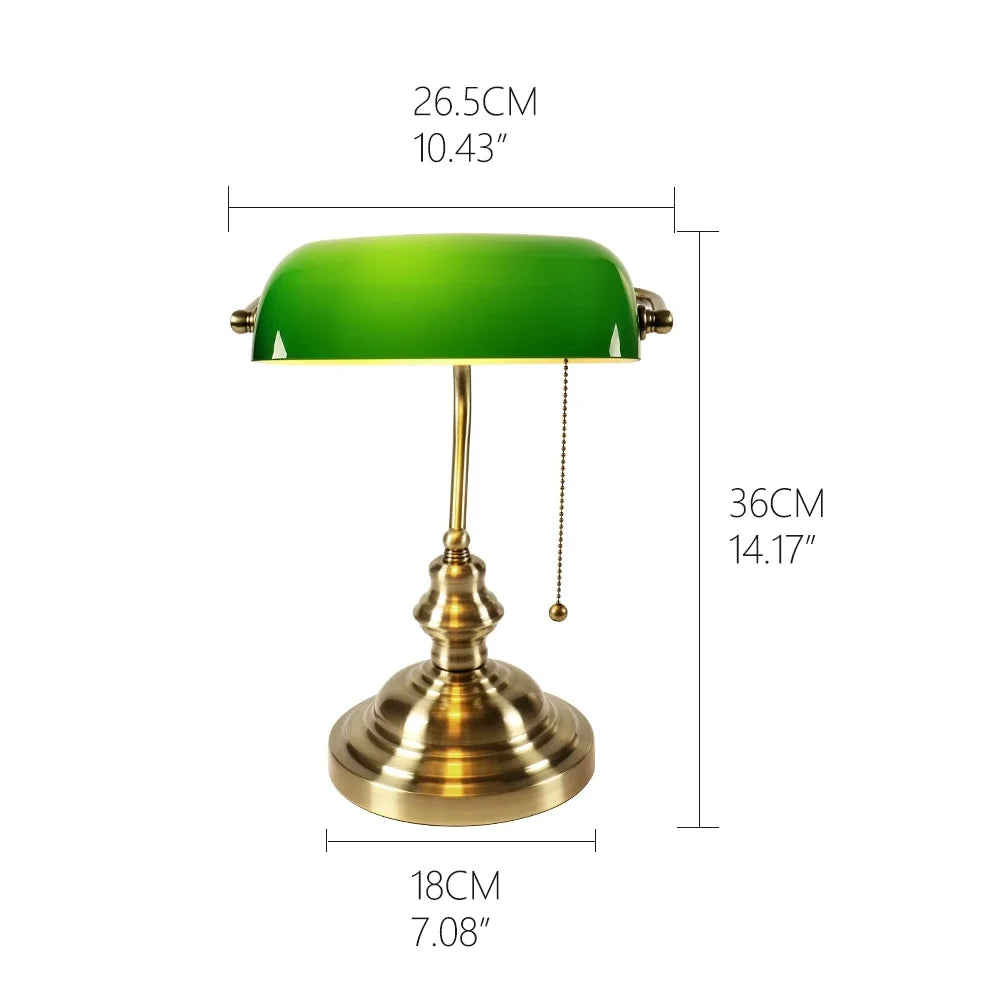 Classic Banker’s Desk Lamp — Retro Glass Library Light