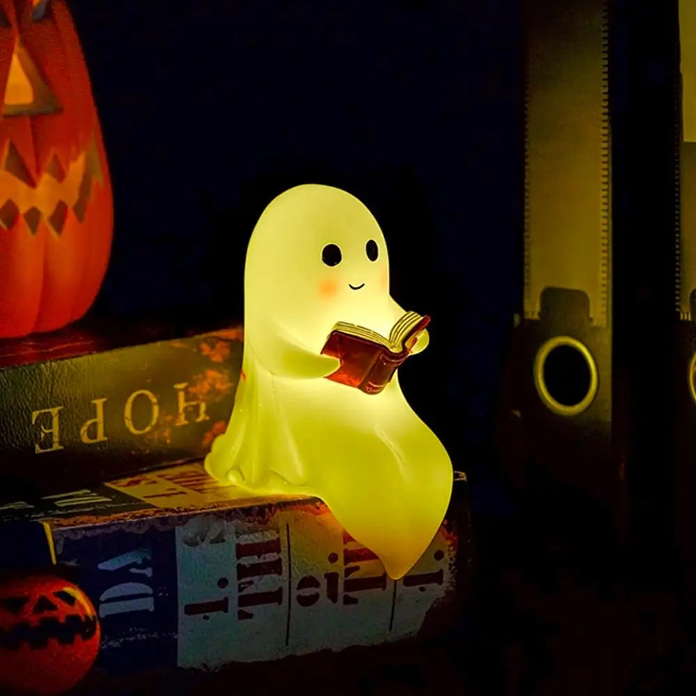 Cute Reading Ghost Night Light — Bookish Halloween Glow