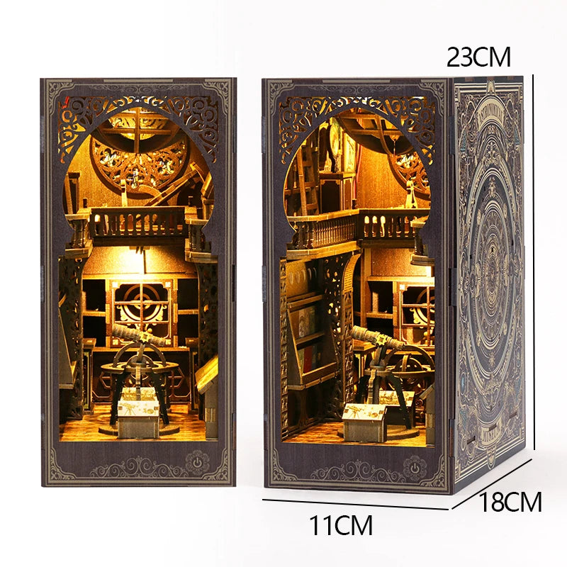 DIY Book Nook Kit — 3D Wooden Miniature Puzzle Bookend Scene (Various Designs)