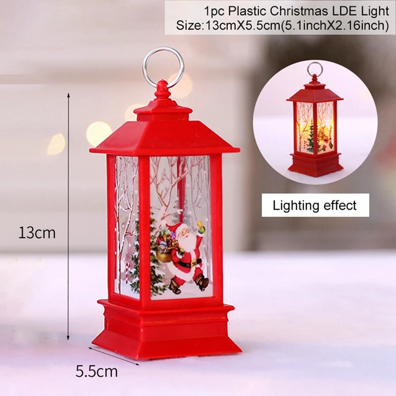 Christmas Lantern Lights – Festive Tabletop Lamps with Christmas Scenes (Red, White, or Antique)