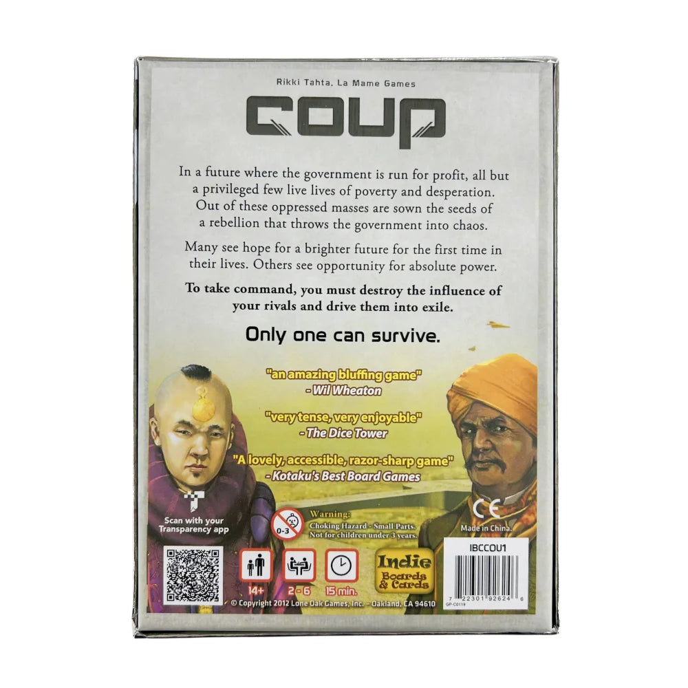 Coup Board Game Fast Fun Bluffing Party Game for 2-6 Players Perfect for Family Card Game Night Friends