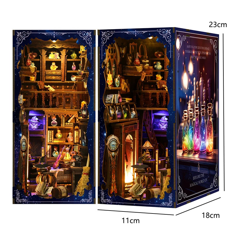 DIY Book Nook Kit — 3D Wooden Miniature Puzzle Bookend Scene (Various Designs)