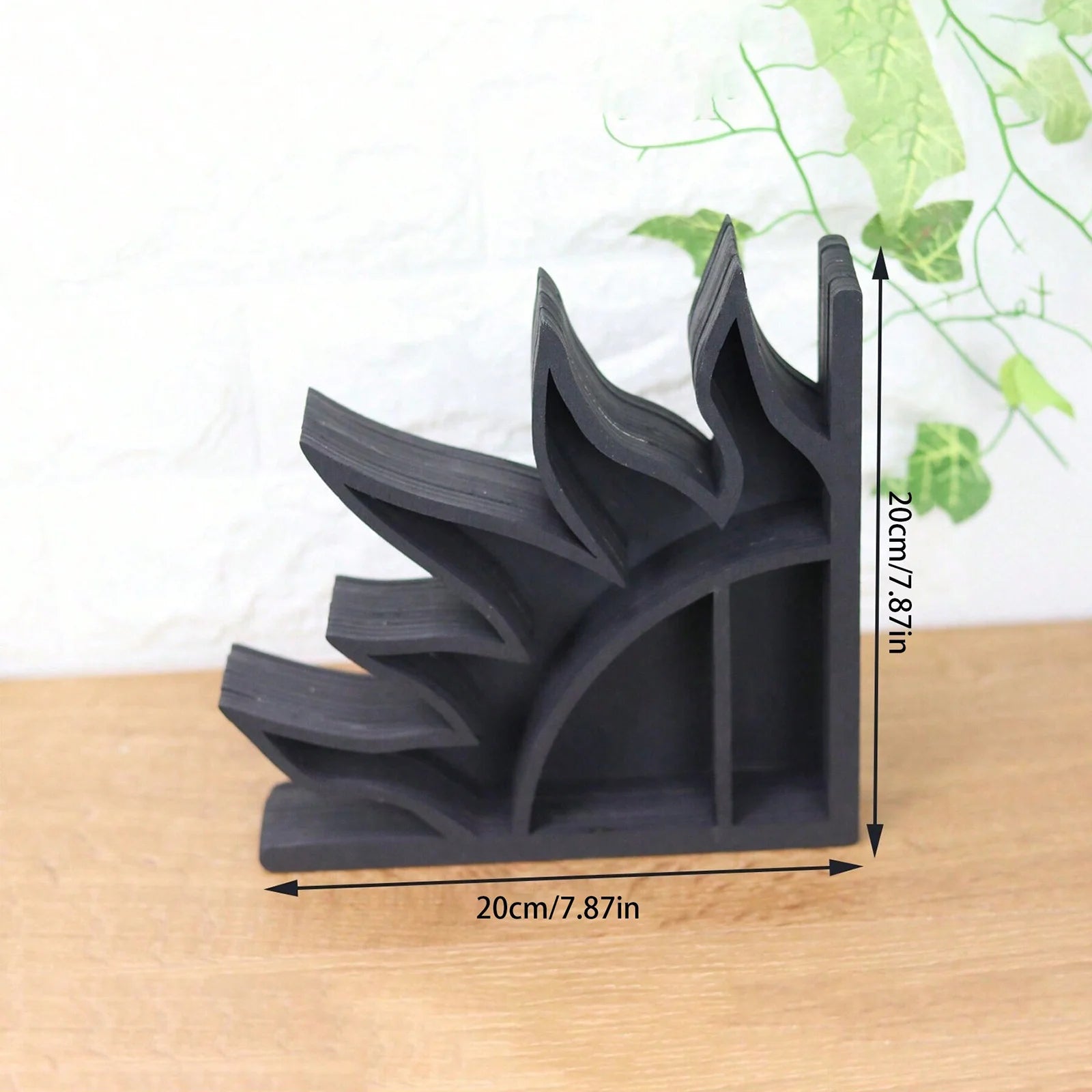 Crystal Shelf Bookends — Sun, Moon & Seed of Life Designs | Wooden Decorative Bookends with Mini Display Shelves for Crystals & Collectibles