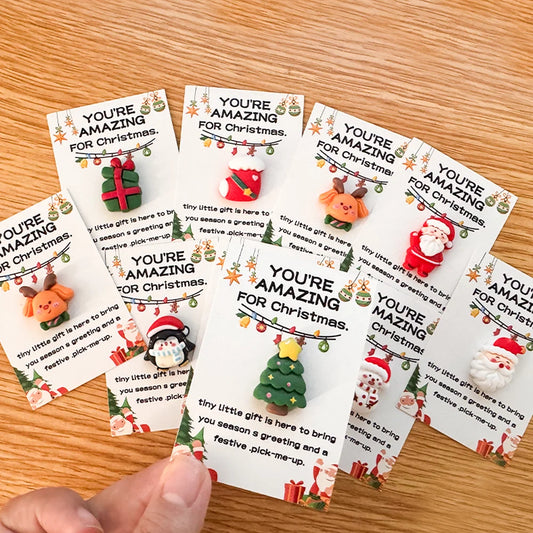 Mini Christmas Hug Cards — Santa, Snowman & Reindeer Resin Ornaments