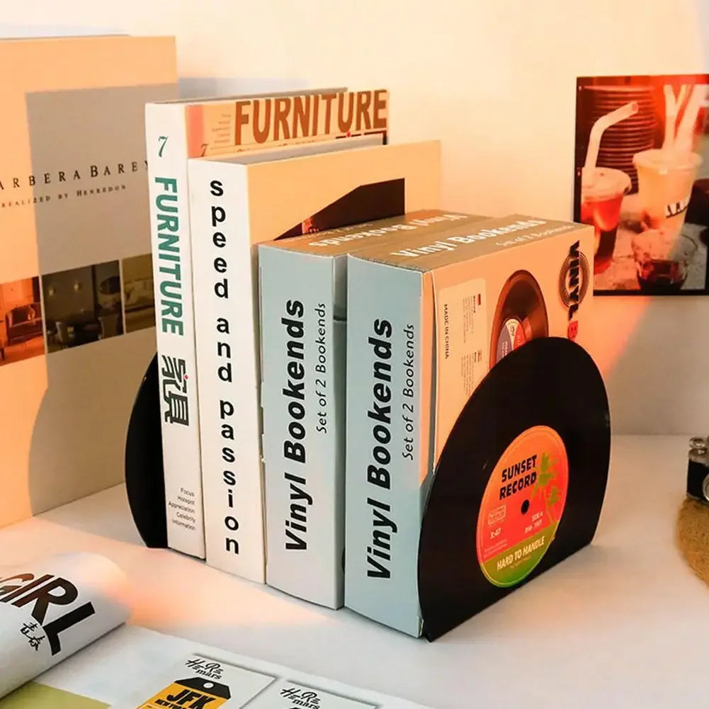 Retro Vinyl Record Bookends