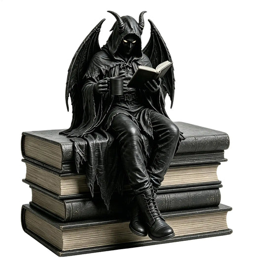 Mysterious Gothic Robed Figure — Dark Fantasy Bookshelf Statue