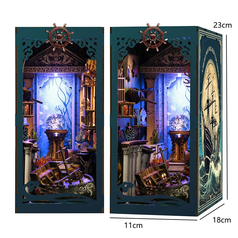 DIY Book Nook Kit — 3D Wooden Miniature Puzzle Bookend Scene (Various Designs)
