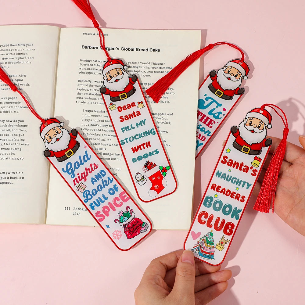 Christmas Acrylic Santa Bookmark, Festive Reading Accessory for Book Lovers | Holiday Gift for Women, Readers & Bookworms
