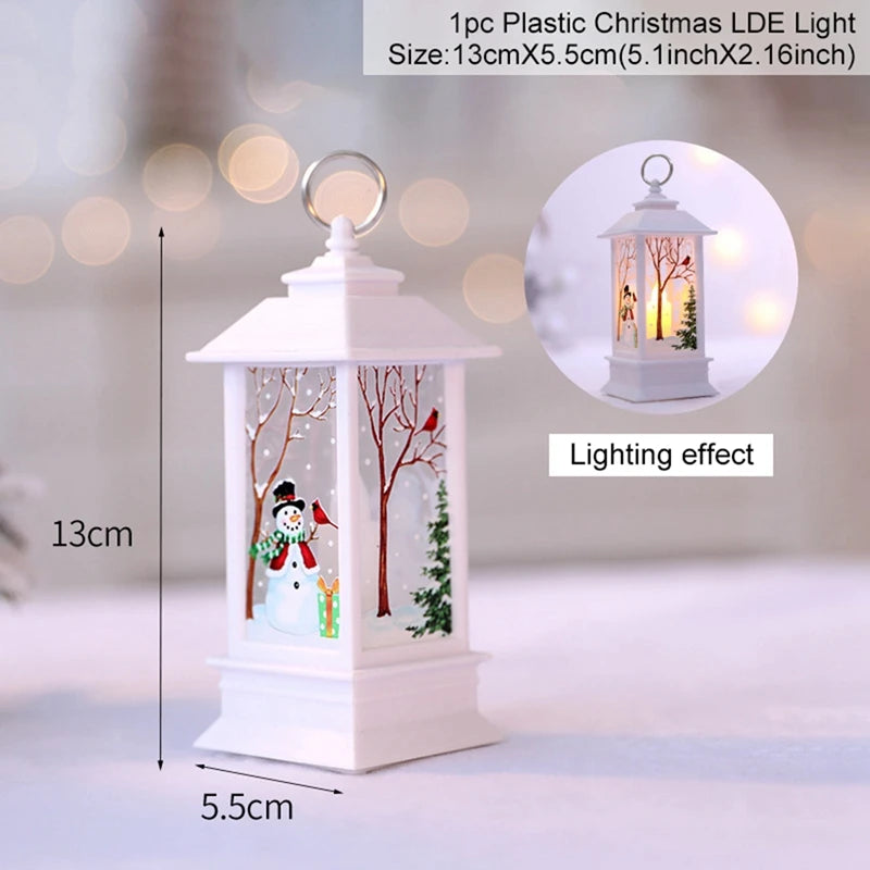 Christmas Lantern Lights – Festive Tabletop Lamps with Christmas Scenes (Red, White, or Antique)