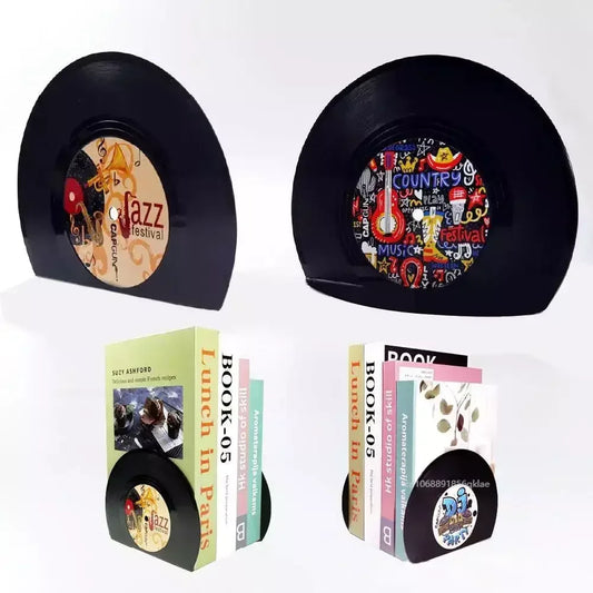 Retro Vinyl Record Bookends