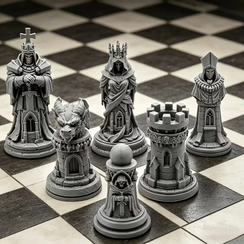 Gothic Kingdom — Medieval Fantasy Chess Pieces (16-Piece Set)